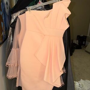 PrettyLittleThing One-Shoulder Peach Dress